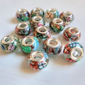 NWT 16 Large Hole European Charm Beads For Pandora Bracelets Jewelry Making Leaf